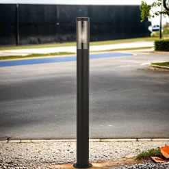 Pollerleuchte Schwarz Rauchgrau IP44 E27 90 cm Edelstahl