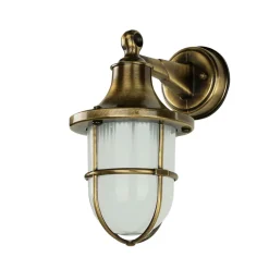 Premium Außenwandleuchte Antik Messing Riffelglas