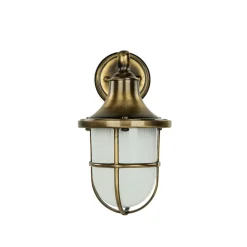 Premium Außenwandleuchte Antik Messing Riffelglas