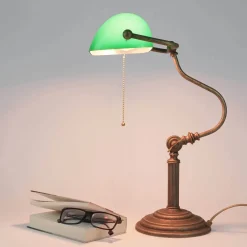 Premium Bankerlampe aus Messing in Antik Bronze Tischleuchte