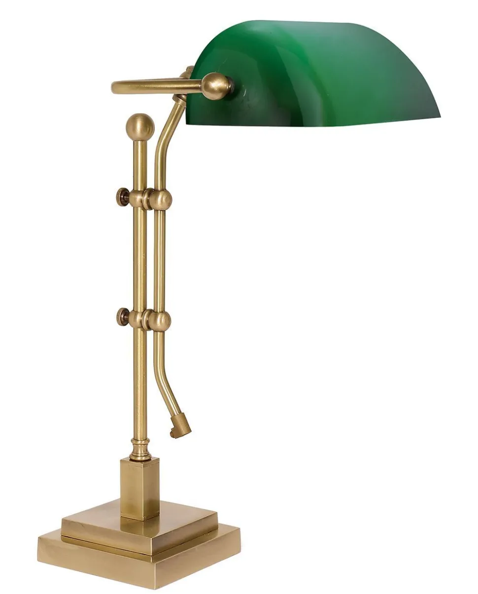 Premium Bankerlampe Messing Glas in Grün Schreibtisch
