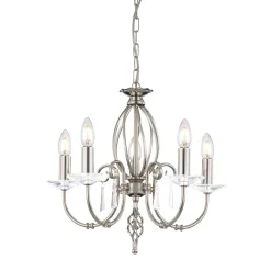 Premium Kronleuchter in Nickel Metall 5-flammig