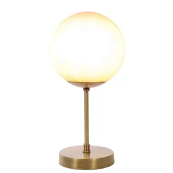 Premium Tischlampe MUSA Bronze Weiß Echt-Messing Glas