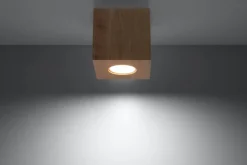 Quadratische Deckenleuchte Holz B:10cm klein GU10 Flur