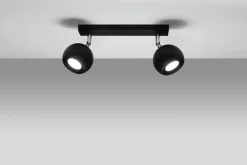 Retro Deckenstrahler Schwarz 2x GU10 B:30cm