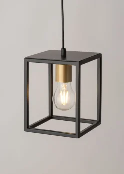 Retro Hängelampe Schwarz Gold bis 0,9 m hängend E27