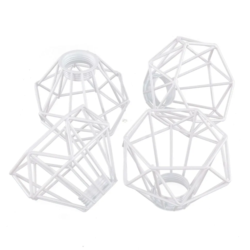 Retro Lampenschirm Weiß 4er Set für Tischleuchte E14