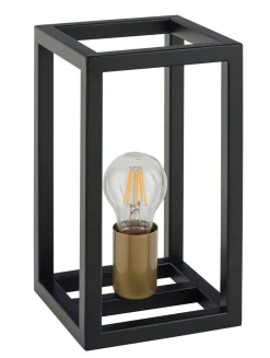 Retro Tischlampe Metall Schwarz Gold E27 26 cm klein