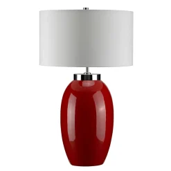 Retro Tischlampe THALIE Rot Porzellan H:70cm Lampe