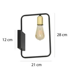 Retro Wandleuchte Schwarz Gold für E27 Metall Wandlampe