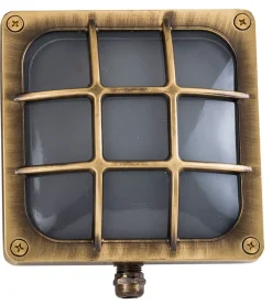 Robuste Außenlampe Messing IP64 flach Treppe Eingang