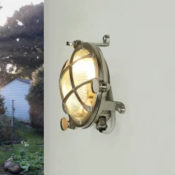 Rostfreie Schiffslampe SERIFOS Messing Riffelglas