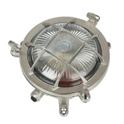 Rostfreie Schiffslampe SERIFOS Messing Riffelglas