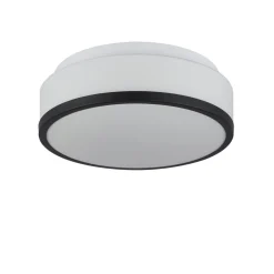 Runde Deckenlampe Bad Ø 29 cm Glas Weiß Schwarz blendarm