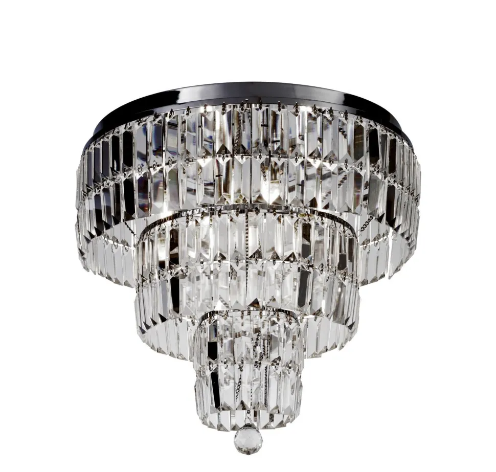 Runde Deckenlampe IP44 Glas Metall Ø50 cm in Chrom