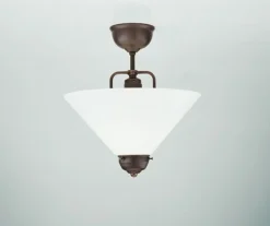 Runde Deckenlampe Messing Antik Glas E27 Ø30 cm elegant