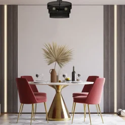 Runde Deckenlampe Metall Schwarz E27 Ø55 cm Industrial