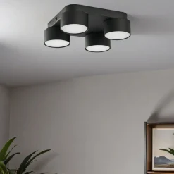 Runde Deckenlampe Schwarz Metall GX53 Ø22 cm