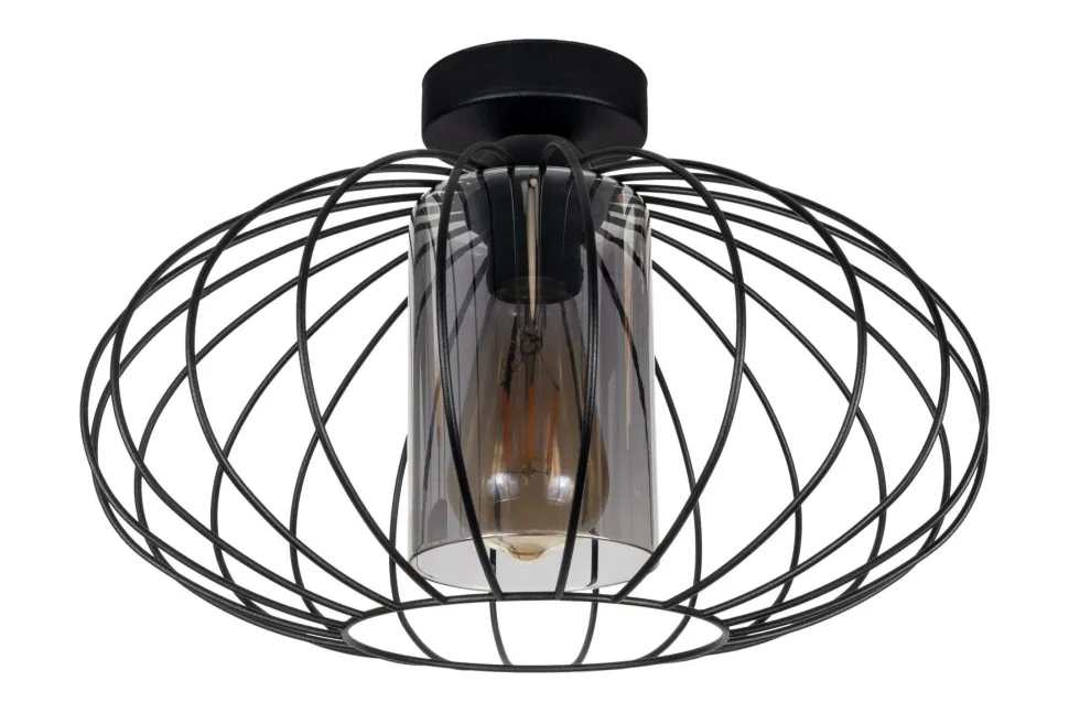 Runde Deckenleuchte E27 Ø34 cm Schwarz blendarm Retro