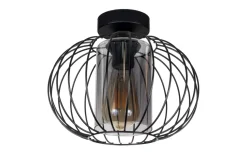 Runde Deckenleuchte E27 Ø25 cm Schwarz blendarm Retro