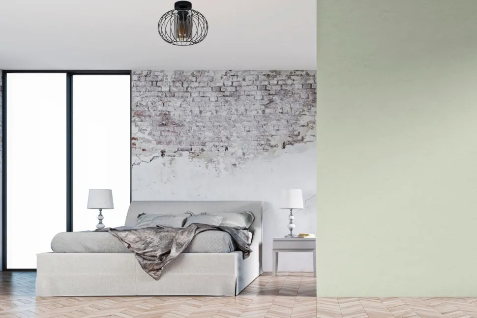 Runde Deckenleuchte E27 Ø25 cm Schwarz blendarm Retro