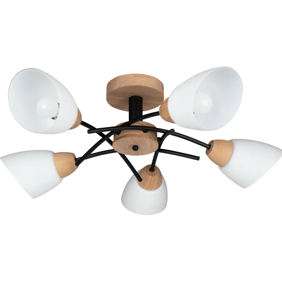 Runde Deckenleuchte Holz Glas blendarm Ø70cm Retro