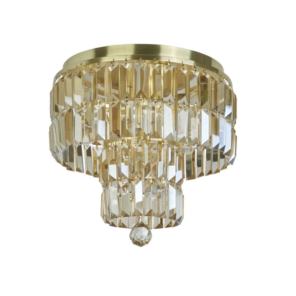 Runde Deckenleuchte IP44 Glas Metall Ø34 cm in Messing