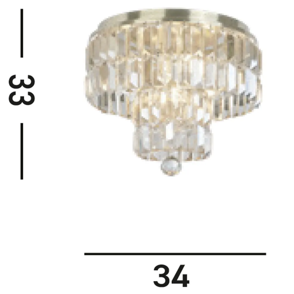 Runde Deckenleuchte IP44 Glas Metall Ø34 cm in Messing