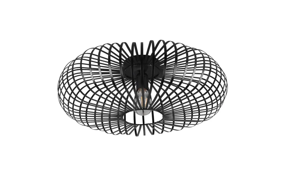 Runde Deckenleuchte Metall Schwarz E27 Ø50 cm Industrie