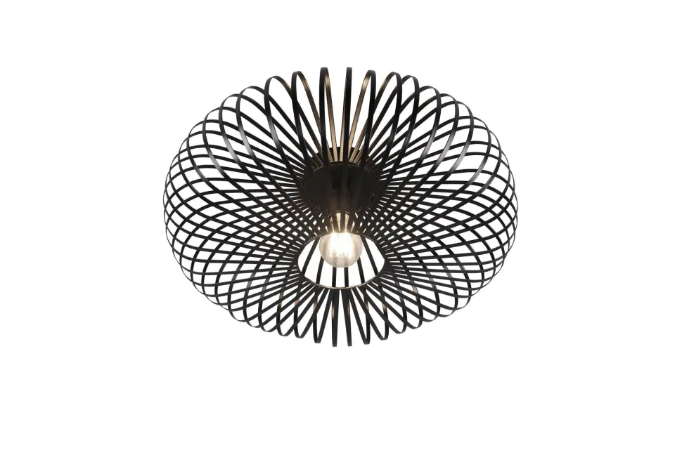 Runde Deckenleuchte Metall Schwarz E27 Ø50 cm Industrie