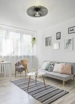 Runde Deckenleuchte Metall Schwarz E27 Ø50 cm Industrie