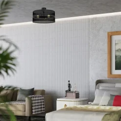 Runde Deckenleuchte Metall Schwarz E27 Ø55 cm Industrie