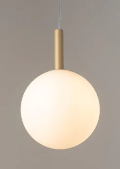 Runde Hängelampe Glas Kugel Metall Gold G9 Ø14 cm