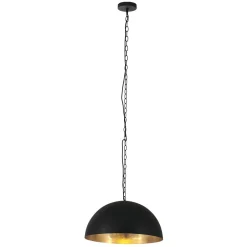 Runde Hängelampe Metall in Schwarz Gold 50 cm Modern