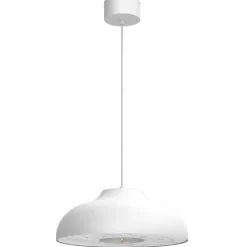 Runde Hängelampe Metall Weiß Natur Ø39 cm akzentuiert