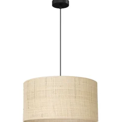 Runde Hängelampe Rattan Metall Ø40 cm E27 Schwarz Natur