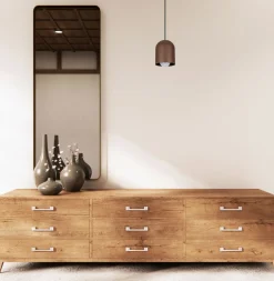 Runde Hängelampe Schwarz Braun E27 Ø11 cm Loft