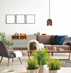 Runde Hängelampe Schwarz Braun E27 Ø11 cm Loft