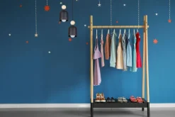 Runde Hängelampe Schwarz Metall Holz 2-flmg E27 Ø21 cm