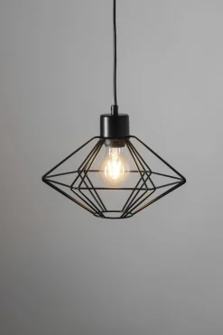 Runde Hängelampe Schwarz Metall E27 Ø28 cm stylisch