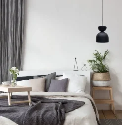 Runde Hängelampe Schwarz Metall E27 Ø17 cm Zeitlos