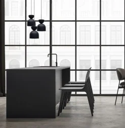 Runde Hängelampe Schwarz Metall E27 Ø17 cm Zeitlos