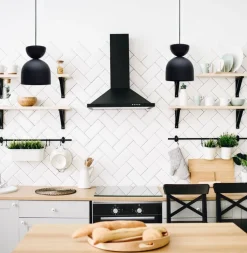 Runde Hängelampe Schwarz Metall E27 Ø17 cm Zeitlos