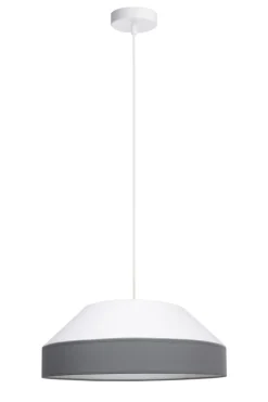 Runde Hängelampe Stoff Weiß Grau E27 Ø45 cm blendarm