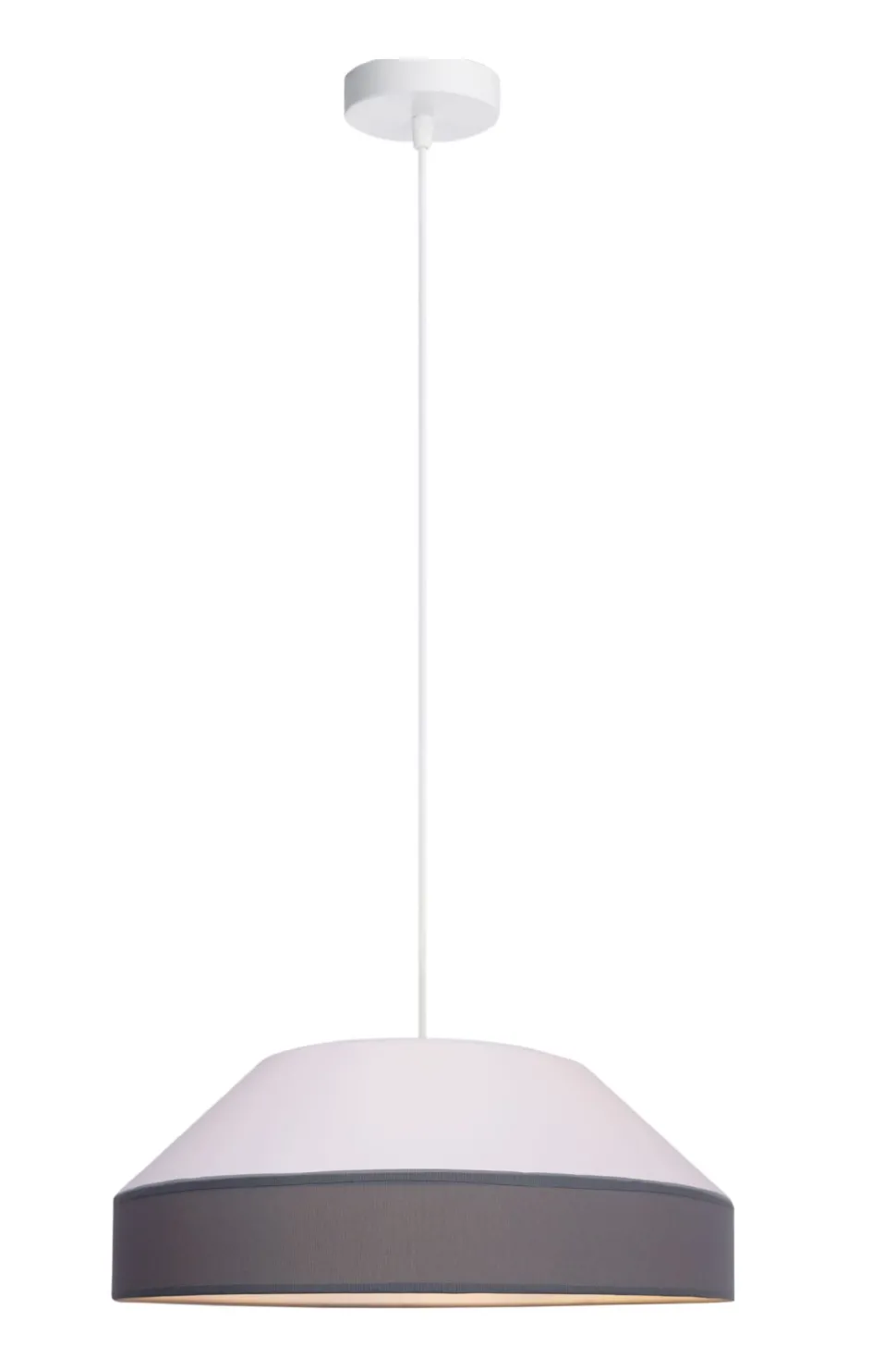 Runde Hängelampe Stoff Weiß Grau E27 Ø45 cm blendarm