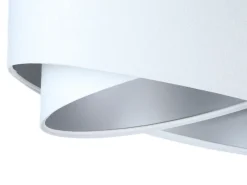 runde Hängelampe Weiß Silber Stoff Esstisch