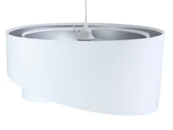 runde Hängelampe Weiß Silber Stoff Esstisch