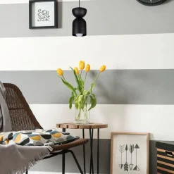 Runde Hängeleuchte Schwarz Metall Ø11 cm Minimalistisch