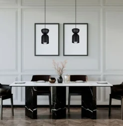 Runde Hängeleuchte Schwarz Metall Ø11 cm Minimalistisch