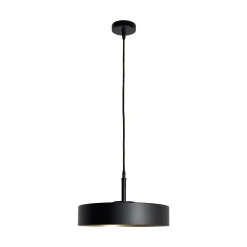 Runde Hängeleuchte Schwarz Gold E27 Ø 40 cm Messing Eisen